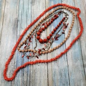 Orange Multiple Necklace Set.